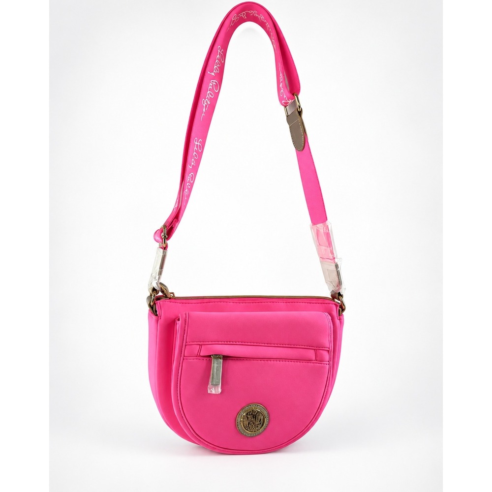 Lilly Pulitzer Giavanna Neoprene Crossbody Bag Neon Hot Pink Floral New